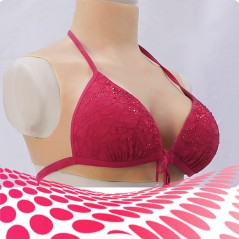 Buste faux seins 100% silicone, col haut, Bonnet C