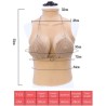 Buste long faux seins 100% silicone col haut, bonnet C-D