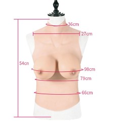 Buste long faux seins col haut, 100% silicone, C-D