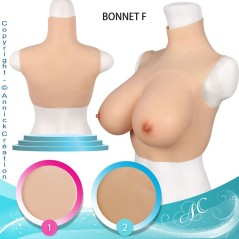 Buste faux seins silicone, col haut, bonnet F