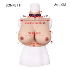 Buste faux seins silicone, col haut, bonnet F