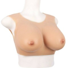 Buste faux seins, encolure ronde, 100% silicone