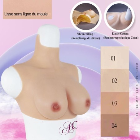 Buste faux seins new design, col haut