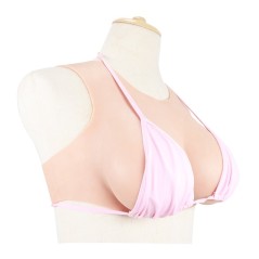 Buste faux seins silicone, bonnet B/C/D/E/F/G, encolure ronde