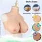 Buste faux seins, silicone, col haut, Bonnet B-C-D-E-G-H