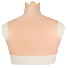 Buste faux seins, silicone, col haut, Bonnet B-C-D-E-G-H